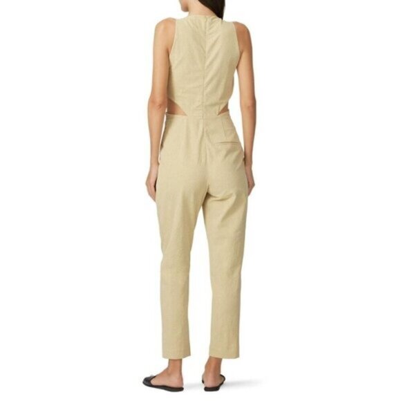 Nanushka Jumpsuit Amor Cut Out Cotton Twist On Waist  Deep V-Neck Yellow Small - Picture 2 of 11